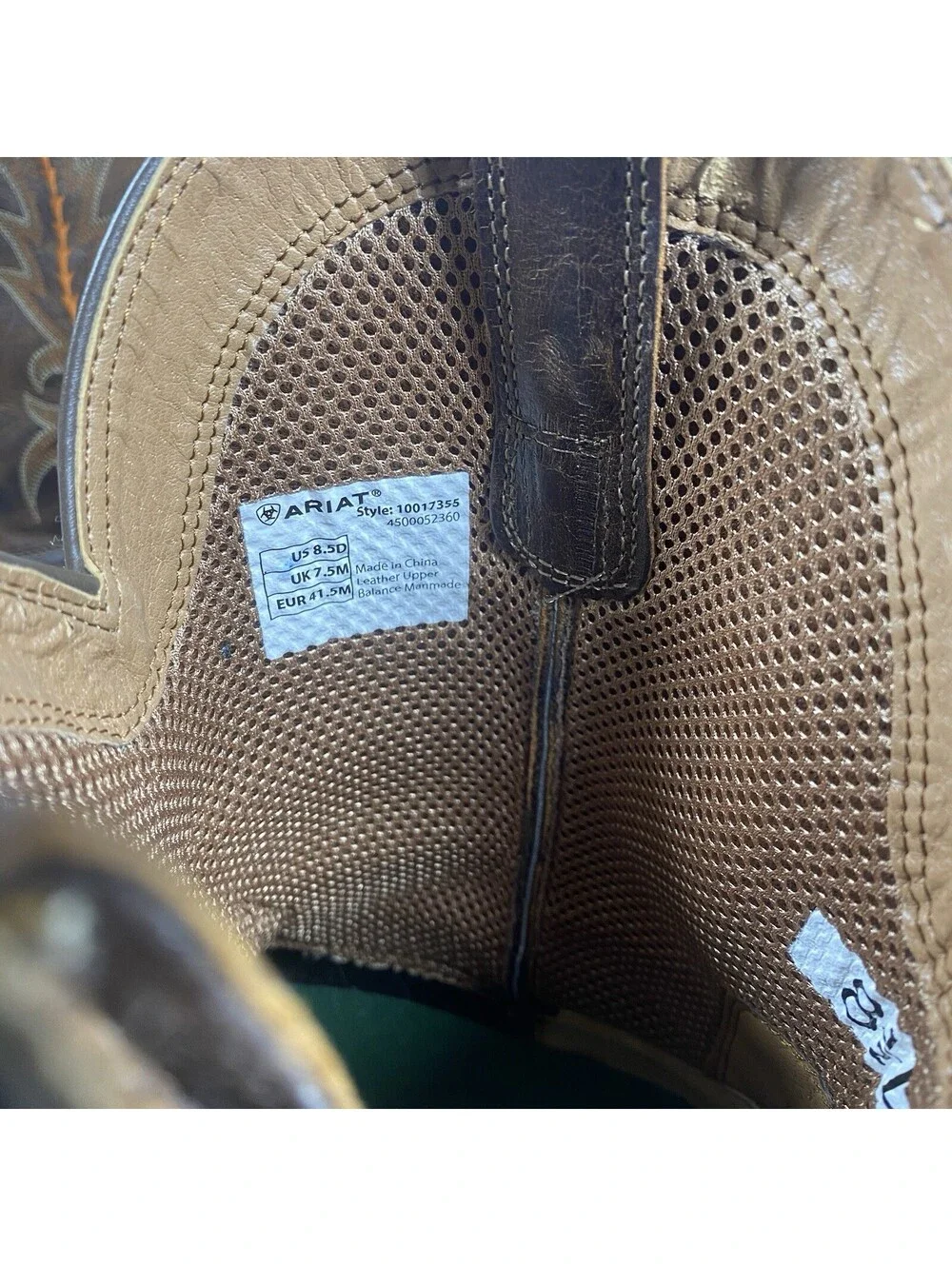 Ariat Men's Square Toe Western Boots 4LR Size 8.5 D, Brown Leather, Embroidered